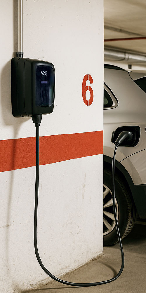 Entrada a garaje en vivienda unifamiliar para instalación de puntos de carga para e-vehiculos